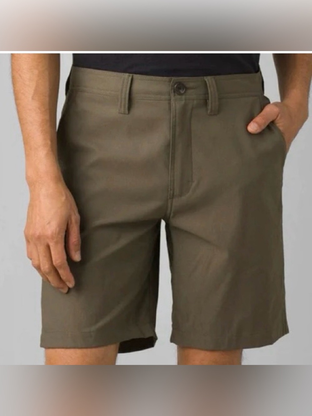 prAna Men's Alameda 9” Olive Green Shorts. Size 36 x 9